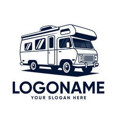 Vector Illustration of a Classic Class C Motorhome RV for Minimalist Branding and Logo.