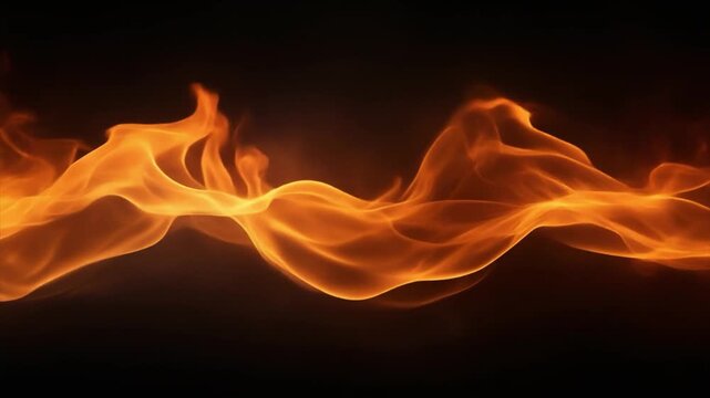 Undulating Orange Fire Waves with Soft Edges Against a Black Background flame abstract