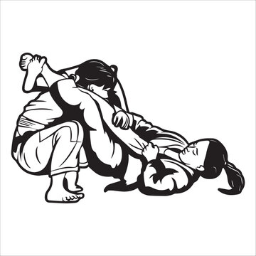 Brazilian Jiu Jitsu Ground Fighting Icon Illustration