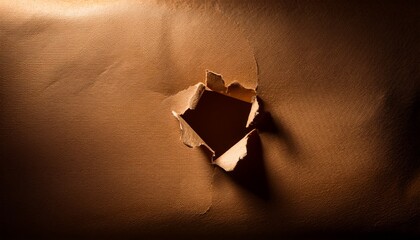 a brown paper with a hole in the center