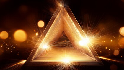 abstract triangle flicker with defocused sparks on bronze lens flare background dynamic blurred