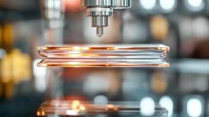 magnified view of graphene layers, glowing faintly