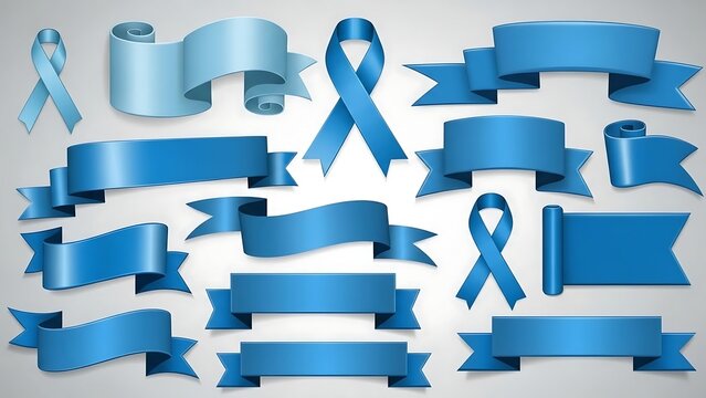 Blue ribbons and banners collection.