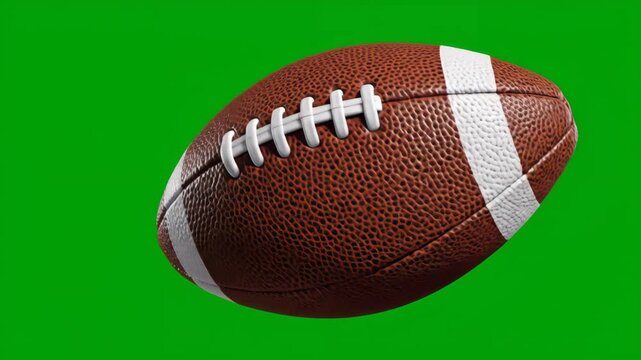 Animated American Football Balls on Green Screen Background in Seamless Loop Transition