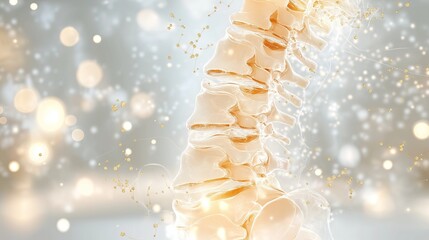 detailed 3D model of a spine with scoliosis, displaying the abnormal curvature