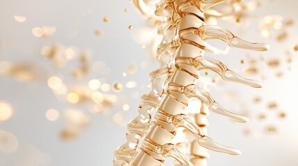 detailed 3D model of a spine with scoliosis, displaying the abnormal curvature