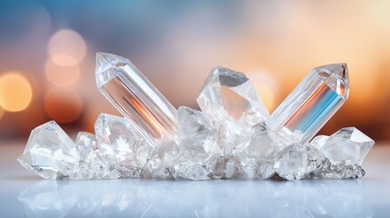 A transparent crystal structure of a mineral, magnified to show individual atoms connected in a glowing geometric pattern
