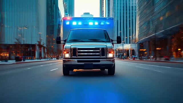 Rapid Response Vehicle Making Way Through Crowded Urban Roads