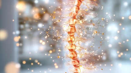 Abstract human spine showing scoliosis, with areas of abnormal curvature highlighted in red