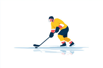 Fototapeta premium Ice Hockey Player Skating Toward the Puck