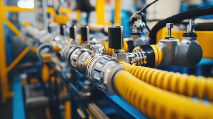 Intricate Network of Hydraulic Hoses and Pistons in Industry