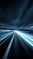 Abstract light trails on a dark highway with motion blur effect