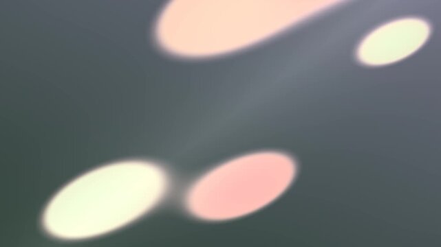 Soft, blurred circles of light against a muted gray background create an abstract effect