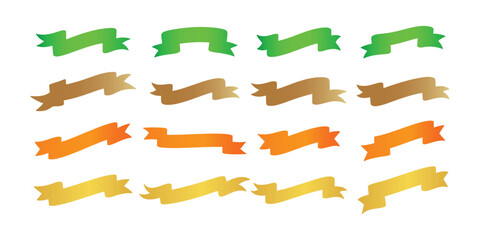 Collection of colorful gradient ribbons on a white background banner label