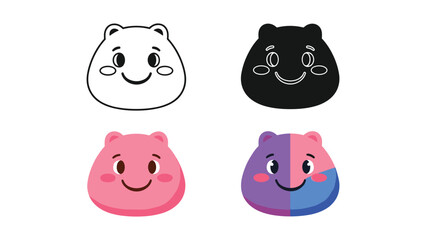 Obraz premium Cute Blob Character with Different Color Styles: Pink, Purple, and Blue Combinations