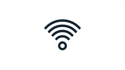 Modern black and white wifi symbol with curved lines and a central dot