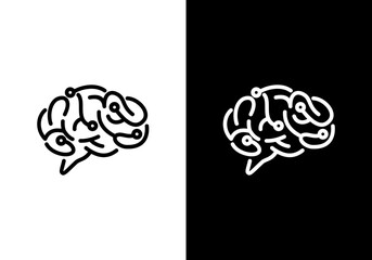 Technology brain vector logo design, creative brain connection technology icon vector illustration, modern technology brain design template.