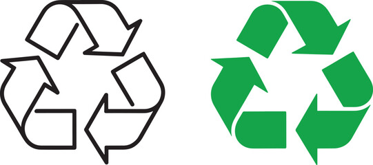 Recycling symbols in black and green recycle