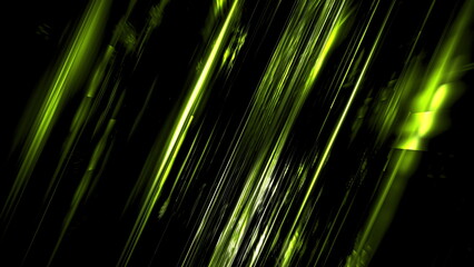 Bright green streaks of light create an energetic scene against a dark background. light moves in lines that suggest speed and activity in this unique visual display. 3d render