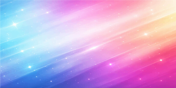 A bright abstract colorful background with soft bokeh texture and blue pink motion lines creates an energetic rainbow wallpaper design featuring a blur of light and purple patterns in space