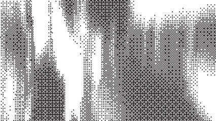 Black and white abstract geometric pattern with pixelated grid texture and high contrast monochrome design