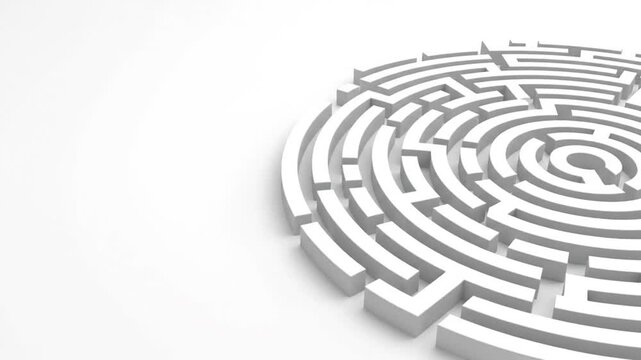 A 3D rendered white maze partially visible on a white background, suggesting a challenge