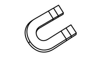 Fototapeta premium Simple black and white line drawing of a horseshoe magnet representing physics and attraction and scientific education related concepts.