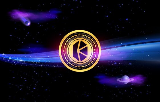 kyber network-knc cryptocurrency logos on digital background. 3d illustrations.