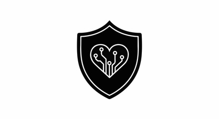 Fototapeta premium Digital heart protected by a shield, symbolizing health data security and privacy