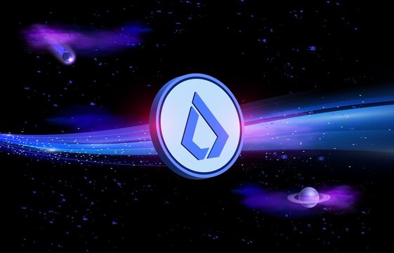 lisk-lsk virtual currency image in the digital background. 3d illustrations.