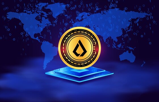 lisk-lsk virtual currency image in the digital background. 3d illustrations.