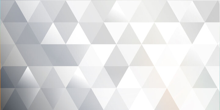 White light grey geometric abstract background with repeating triangle pattern. Clean low-poly faceted surface, soft gradient highlights and subtle shadows. Modern minimalist backdrop for tech