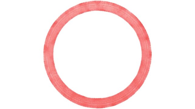 Red thick circular frame with industrial metal texture and weathered paint effect on transparent background for creative branding and digital design elements