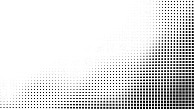 Square pattern background with gradient fading effect. Checkered black and white pattern, abstract vector illustration