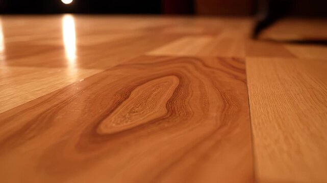 Warm Wooden Floor Texture With Natural Grain Patterns Illuminated by Soft Warm Light Creating a Cozy Atmosphere and Subtle Reflections