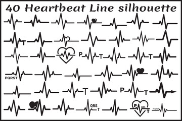 40 Heartbeat Line SVG Bundle Medical Pulse Icon Set