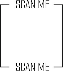 Scan Me QR code placeholder frame, viewfinder black thin line square with space for QR code vector sticker template