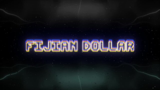 Fijian Dollar Neon text with retro background