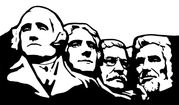 Mount Rushmore National Memorial presidential portraits stylized vector illustration