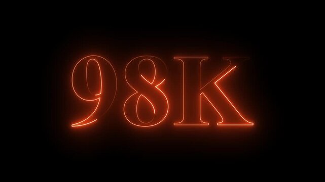 98k neon text on black background. 