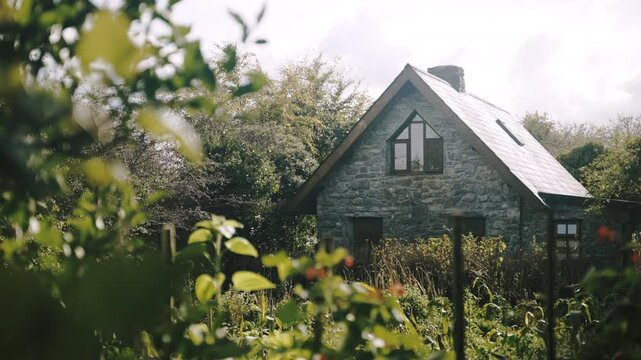 A stone cabin with a nice backyard. Ireland.