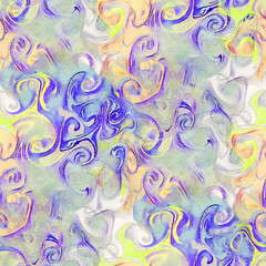Abstract seamless pattern with acrylic painting. Hand-drawn illustration.