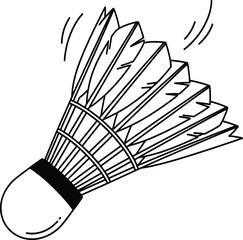 Single Badminton Shuttlecock Birdie Line Art Vector Illustration for Sports Equipment Design Athletic Competition Activity and Fitness Coloring Book Page
