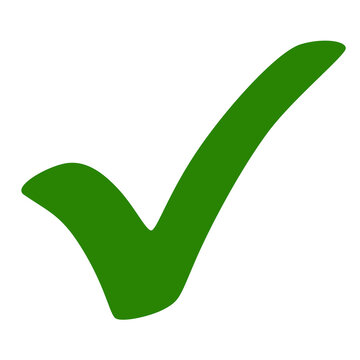 A vibrant green checkmark symbol indicating approval or success, isolated on transparent background