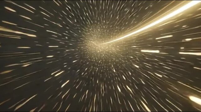 Futuristic Tunnel with Light Streaks and Particle Effects Abstract Digital Background for Sci- Fi