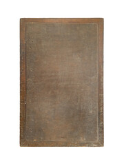 Old brown wooden board with frame is isolated.
