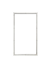 Rectangular metal frame with screws is isolated, front view.