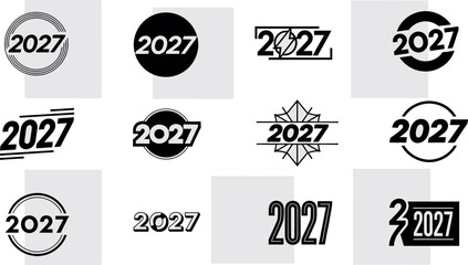 Obraz premium Collection of 2027 logo design templates isolated on transparent background