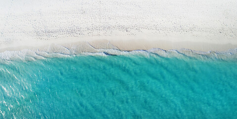 Beautiful aerial view of Maldives and tropical beach . Travel and vacation concept