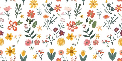 Fototapeta premium Seamless floral pattern creating a springtime botanical background